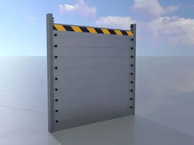 Aluminum flood protection wall 2m x 2m Low-poly 3D model