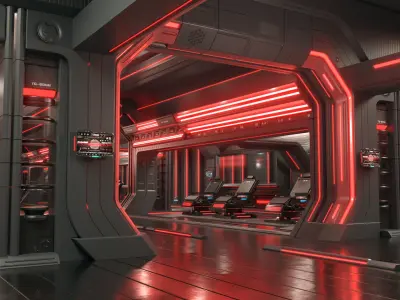 scifi modular interior space station 3D model