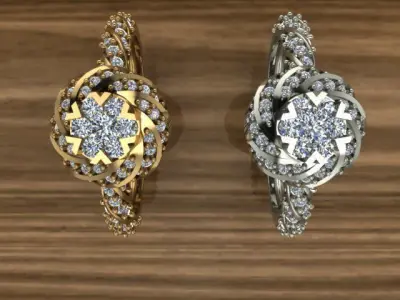 Beautiful gold silver Ring 3D print model
