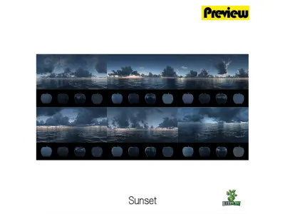 Realistic HDRI 18pcs 12k Ocean with Cloud Low-poly 3D model