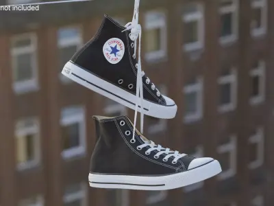  Converse All Star Black Sneakers Suspended by Laces 