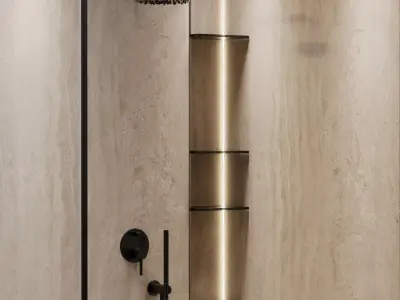 Corner shower cabin 02 corona  Low-poly 3D model