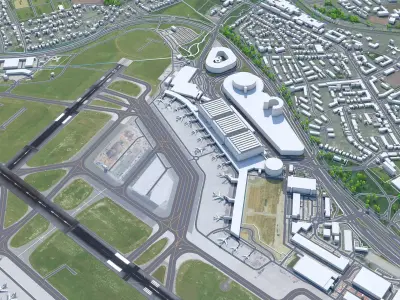Hamburg Airport 10km Low-poly 3D model