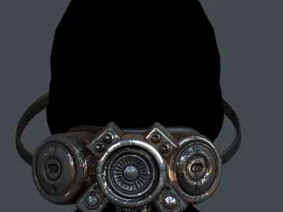 Gas mask helmet 3d model scifi Low-poly Low-poly 3D model 7
