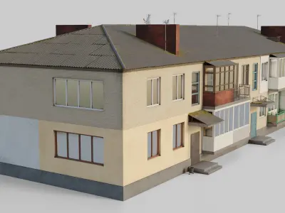 Two-Story Apartment Building Tile 3D model