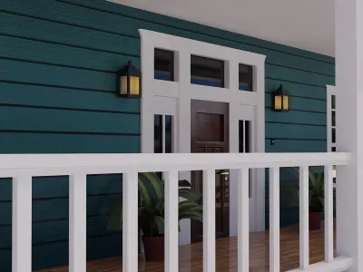 Exterior House Scene 3D Model Low-poly 3D model