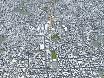 Bandar Lampung Indonesia 25km AI Low-poly 3D model