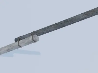 Old Wooden Electric Pillar Low-poly 3D model