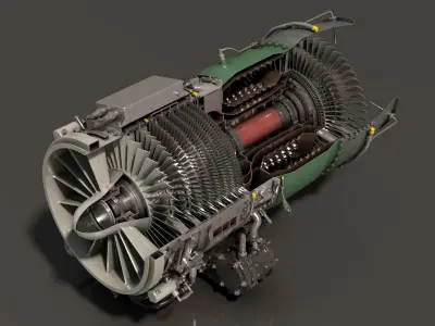  Cutaway Turbofan Jet Engine 