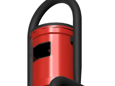 Red closed cage type trash can Low-poly 3D model