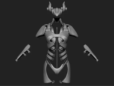 Sci-Fi Female Soldier 3D model