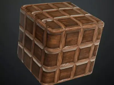 Classic Coffin-Panel Dark Oak Wood Tiles PBR Seamless Texture