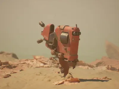 Sci-fi flying industrial mech bike  Low-poly 3D model