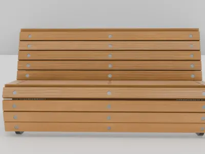 Outdoor Wooden Bench Tree shape patterns 16 Low-poly 3D model
