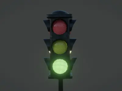 Traffic Light PBR Low-poly 3D model