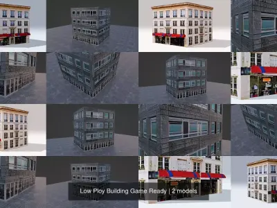 Low Ploy Building Game Ready 3D Model Pack