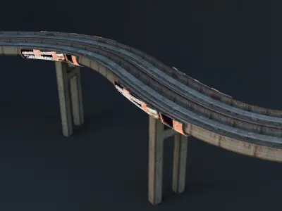 Rusty Scifi Tram Track 3D model