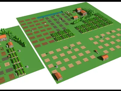 Simple Poly Farm Low-poly 3D model