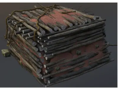 Hut 3d model wooden structure made of logs 3D model