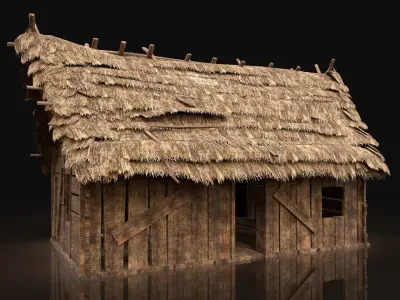 AAA Next Gen Thatched Wooden House Cottage Hut Low-poly 3D model