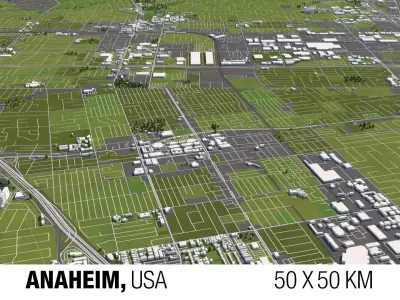 Anaheim 50x50km City Map Model 3D model