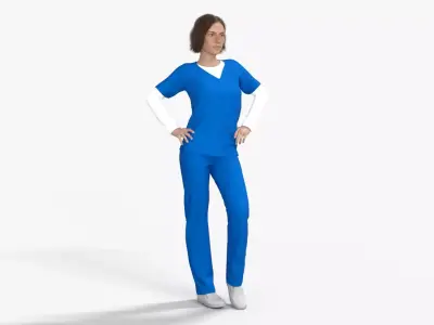 Nurse Rigged Low-poly 3D model
