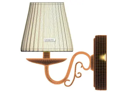 Classic Gold Wall Sconce with Fabric Lampshade 3D model