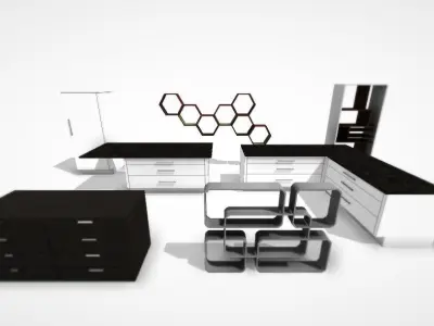 Modern Architectural Props Collection - interior Low-poly 3D model