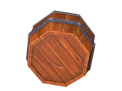 Hand Painted Wooden Barrel Free low-poly 3D model