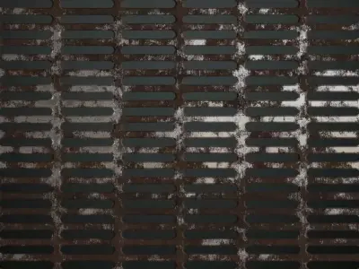 Weathered Rusted Slotted Metal Grill PBR Seamless Texture