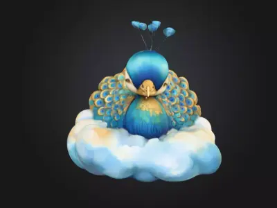 Dreamy Peacock in the Clouds 3D print model