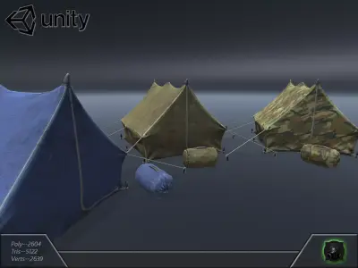 Tents set of military Low-poly 3D model