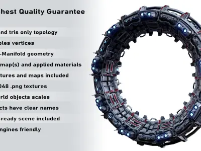 Sci-Fi Star Gates Type 02 Low Poly Low-poly 3D model