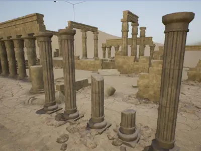 Desert Ruins 3D model  pillar brick  small stone Low-poly 3D model