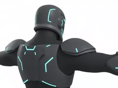 Futuristic Sci-Fi Armored Suit Rigged 3D model Low-poly 3D model