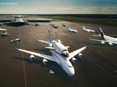  Boeing 747 with Space Shuttle on Connection Frame 