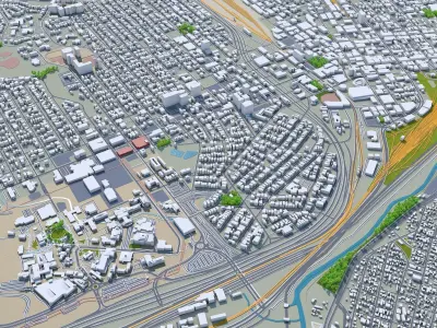 El Paso Downtown Texas USA Low-poly 3D model