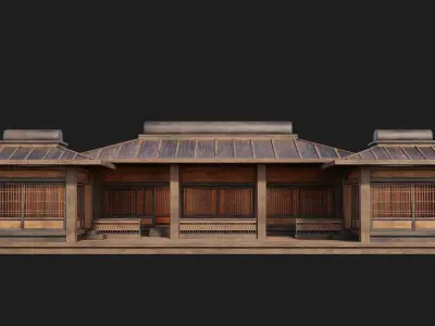 Old Japanese House Building 4K Textures GameReady 116 Low-poly 3D model