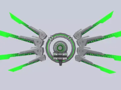 Sci fi wings Low-poly 3D model