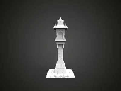 medieval urban stone lantern 8 3D print model