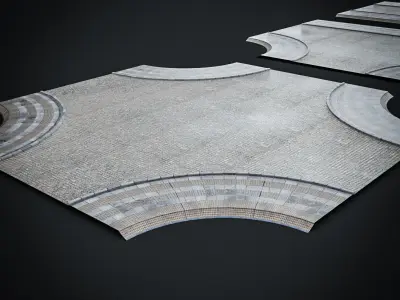 ROAD SET MODULAR ART DECO STEAMPUNK  Low-poly 3D model