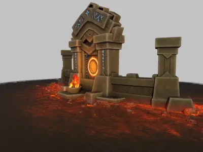 Gaming gate environment Low-poly 3D model