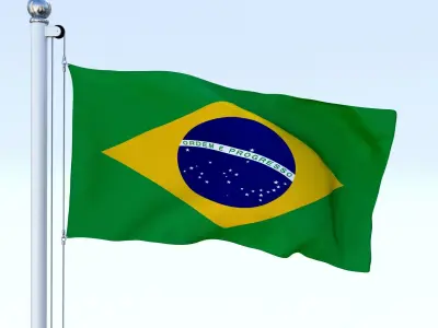 Animated Brazil Flag Low-poly 3D model