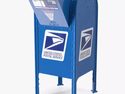 Blue Metal US Mailbox 3D model