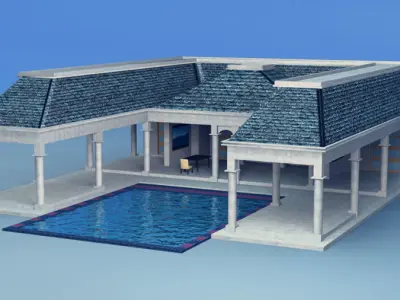 large Pavilion Low-poly 3D model