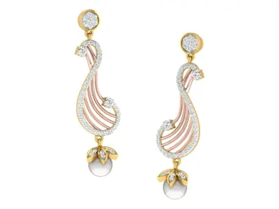 Light Weight Gold Diamond Earring  -earr3 3D print model