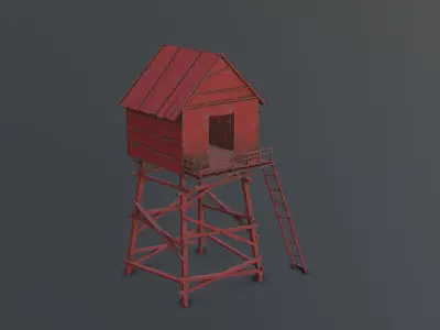  Watch Tower Metal Low-poly 3D model
