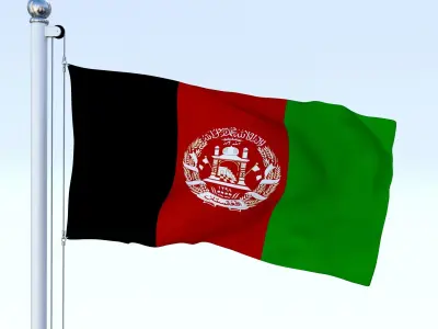 Animated Afghanistan Flag Low-poly 3D model