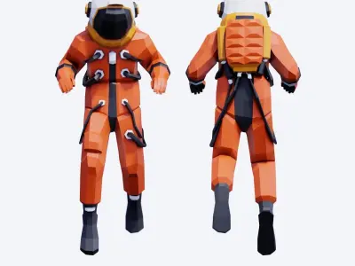 Astronauts Pack - Animated and Rigged Low-poly 3D model