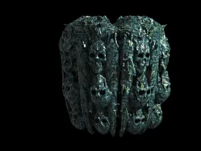 Scull secret pillar wall stone  3D model